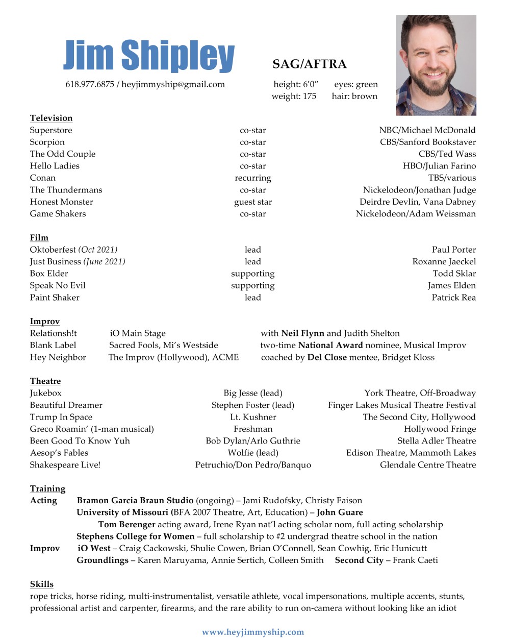 Microsoft Word - Jim Shipley 1-2016 theatre.doc